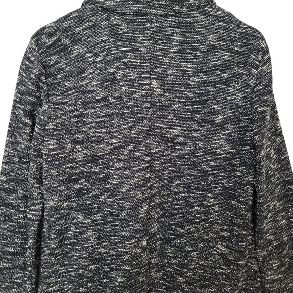 Eileen Fisher Tweedy Blazer Women M Black Fleck Notch Collar Organic Cotton Knit - Picture 4 of 6